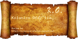 Kolonics Ofélia névjegykártya
